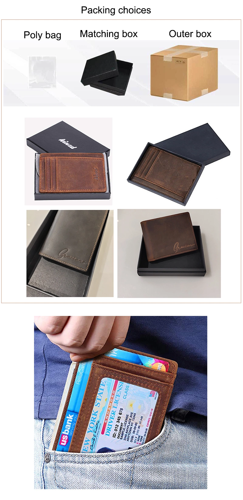 Customization Wholesale Passport Holders Wallet Leather PVC Foldable Metal Money Clip RFID Blocking Aluminum Business Magnetic ID Coin Credit Card Holder